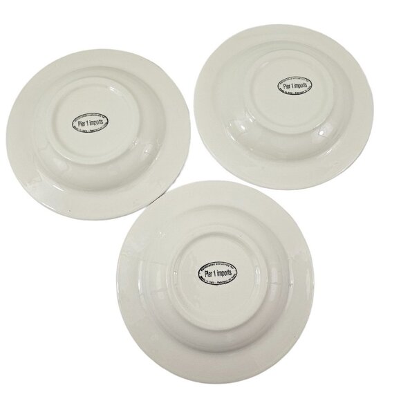 Pier 1 Imports Blue & White Fruit Basket Weave Rim Salad Pasta Bowls - Set of 3 - Picture 2 of 16